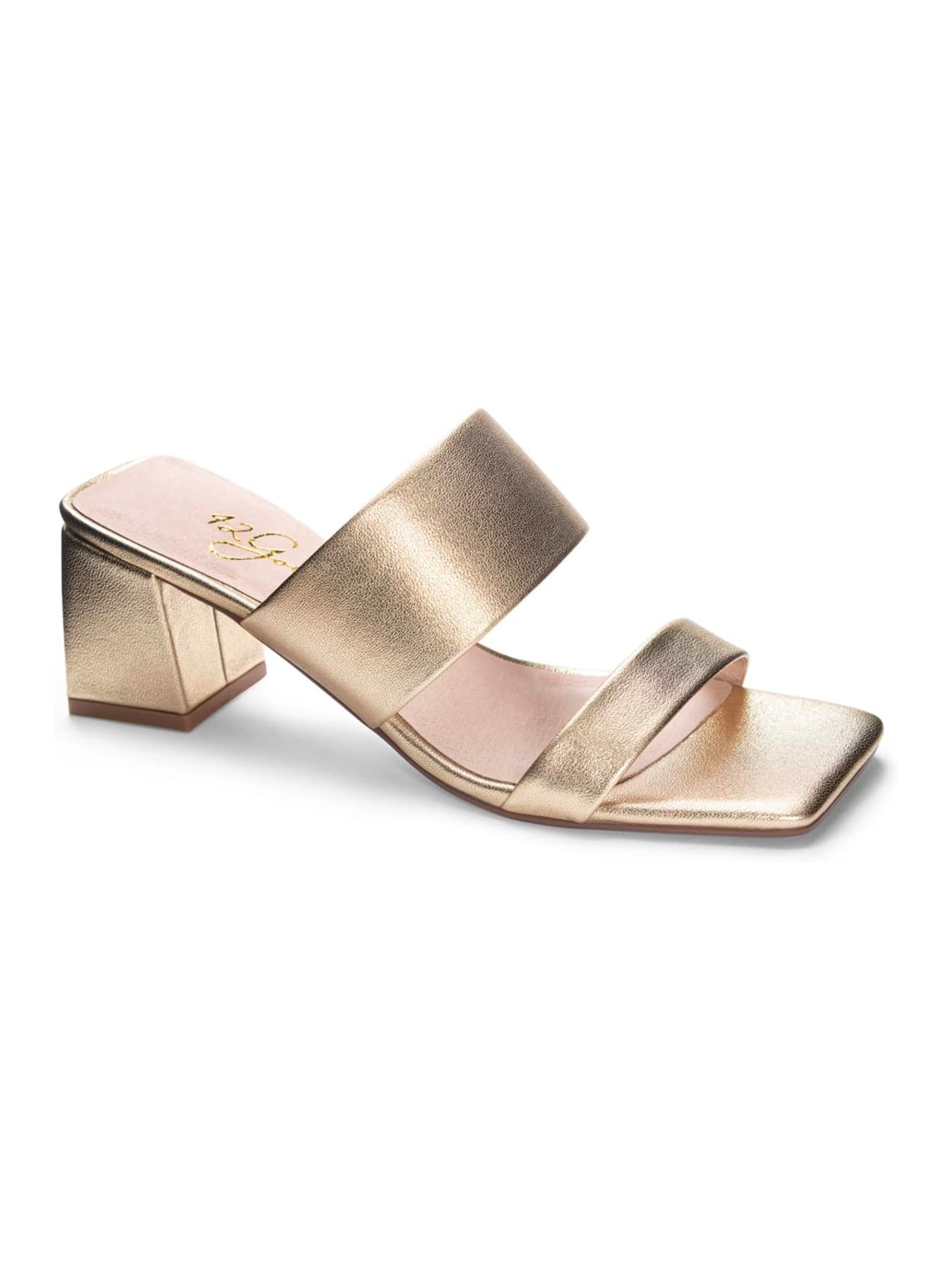 best gold strappy block heels