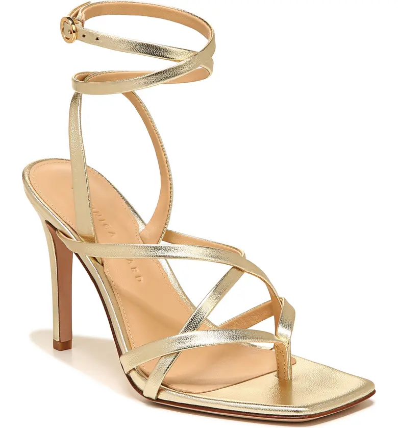 strappy gold heels