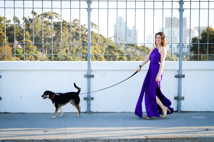 stylish-woman-walking-dog