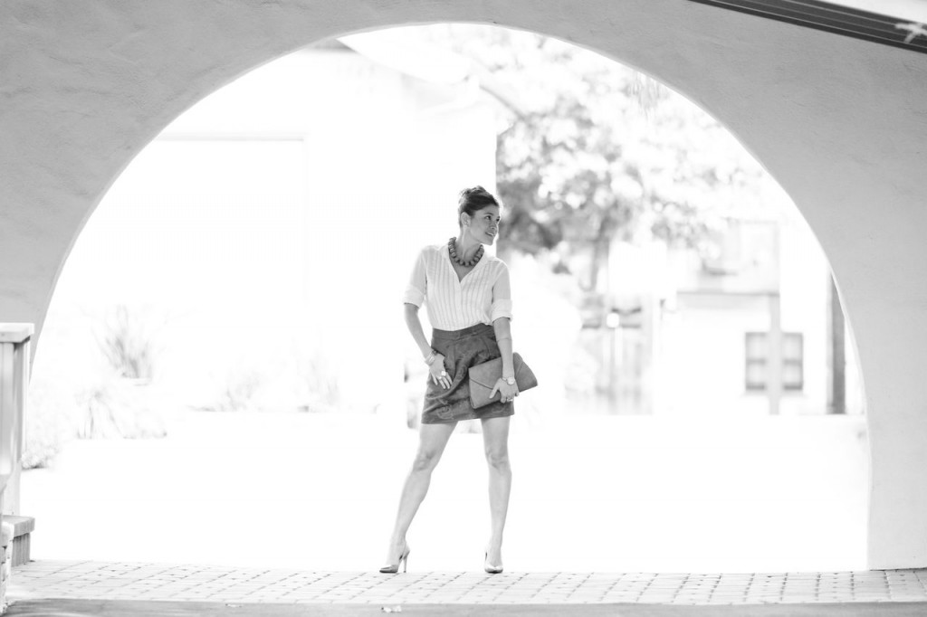 white button up shirt with printed skirt