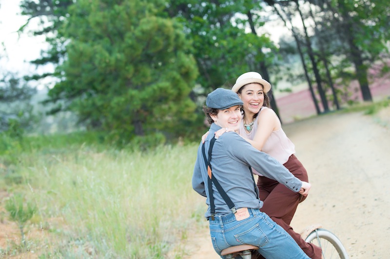 engagement photos with a bike