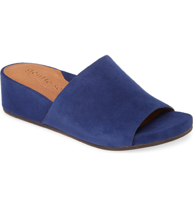 Navy blue leather wedges sale