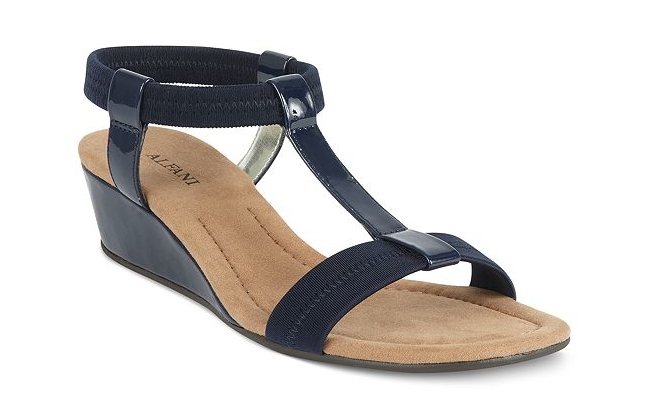 Navy blue dress online wedge sandals