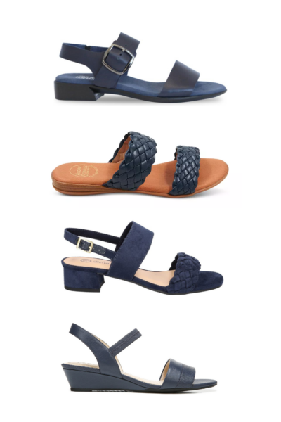 stylish and comfortable navy blue sandals and wedges