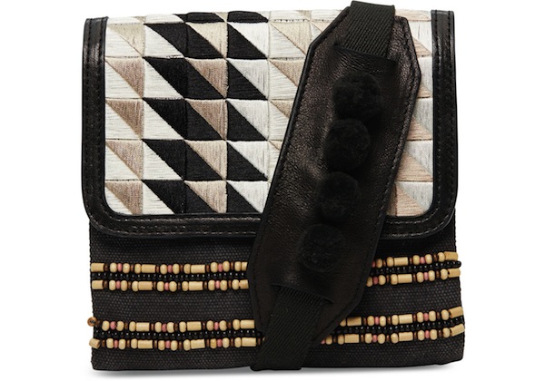 Toms Black Triangle Embroidered Crossbody