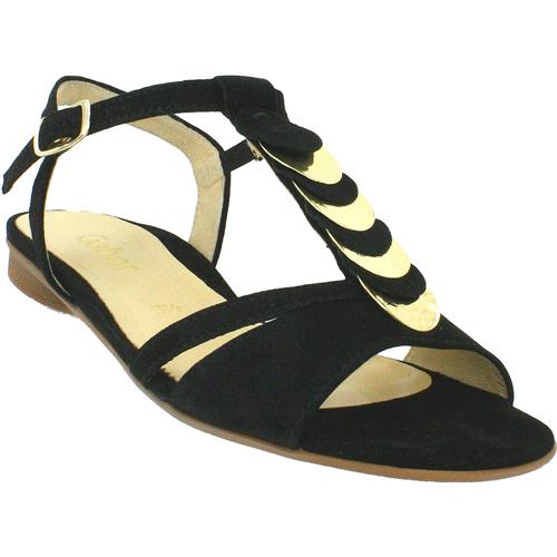 gabor black sandal with gold