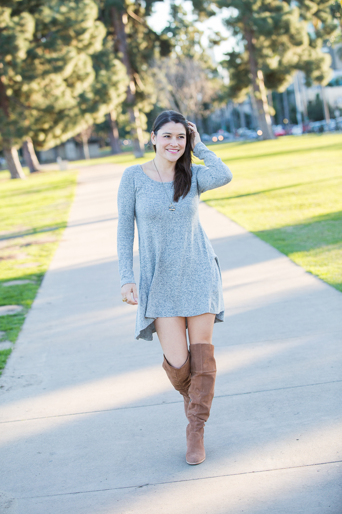 tan above the knee boots