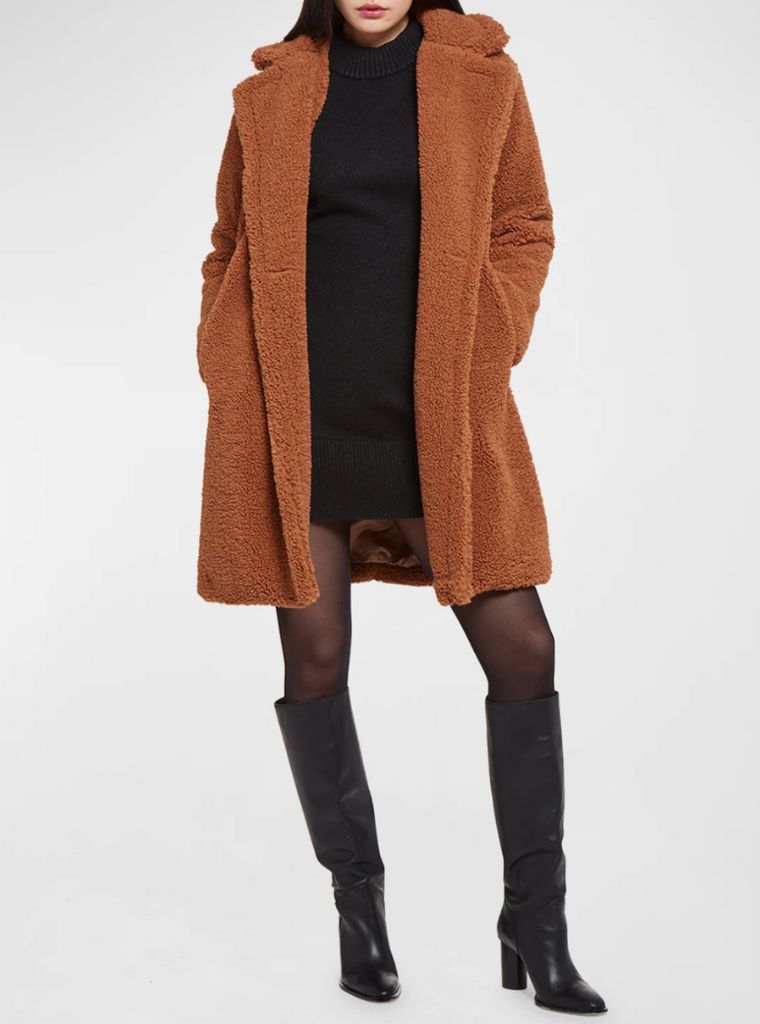 camel faux shearling coat