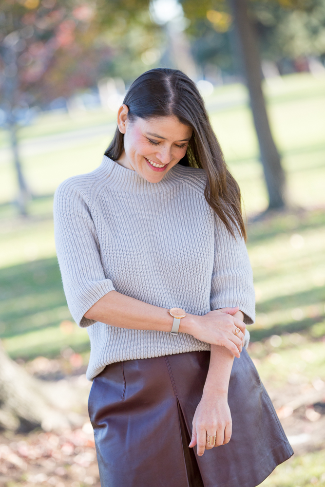 Sweater and outlet blue skirt