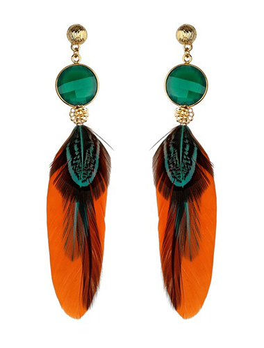 gas bijoux feather shoulder duster earring