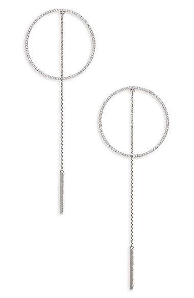 Freida Rothman Radiance Pave Disc Drop Earrings White/ Gold