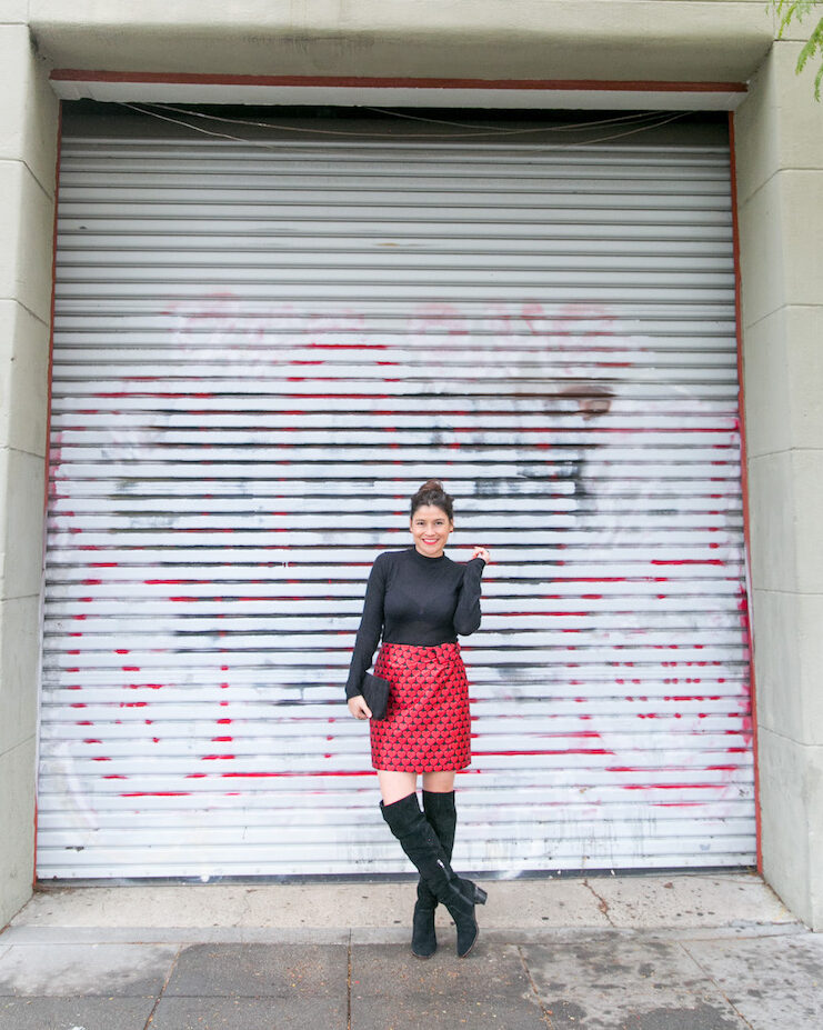 A Valentine's Day outfit - Red dress and polka dot tights - Fashion Tights