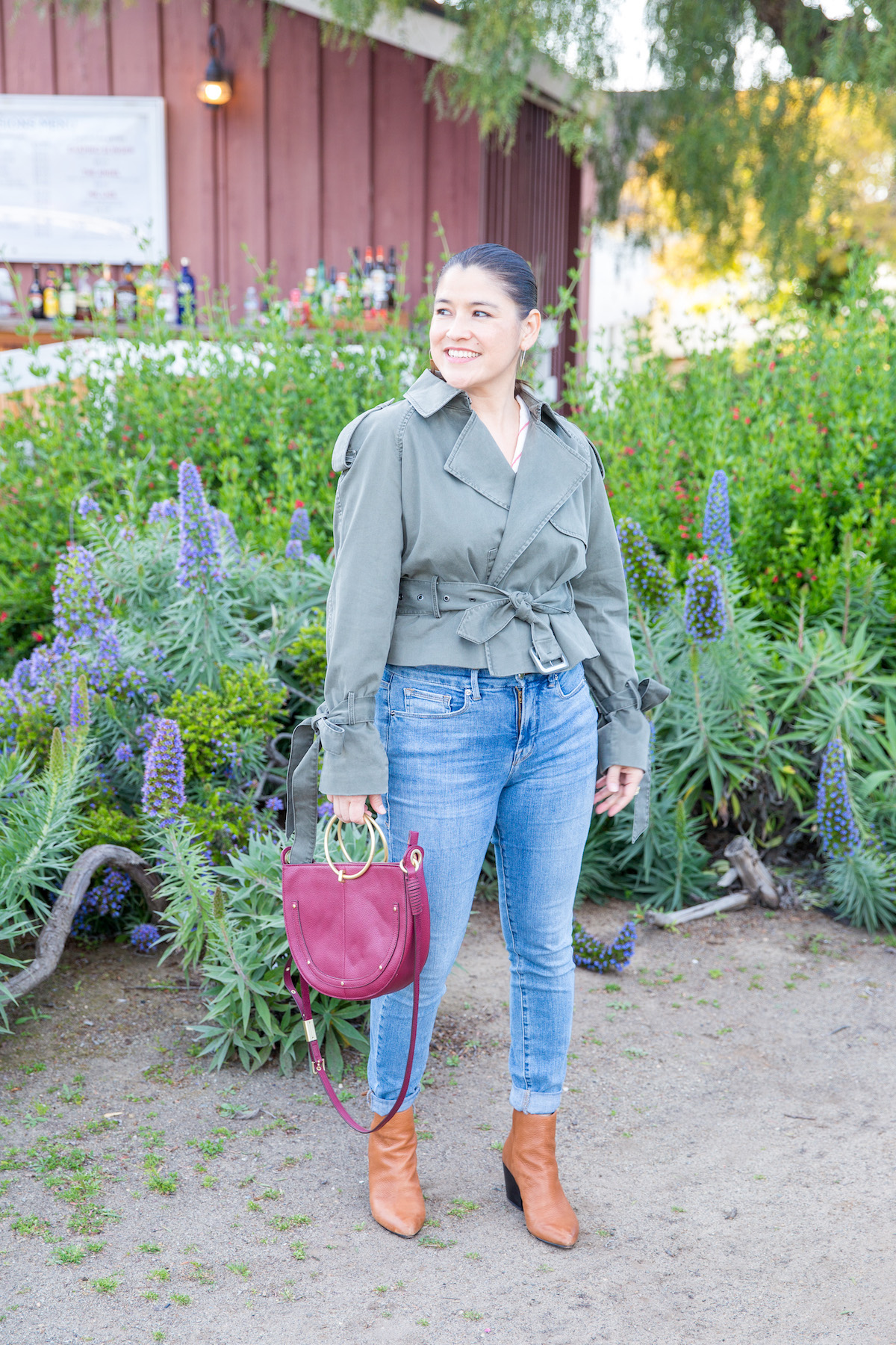 olive green jacket outfit