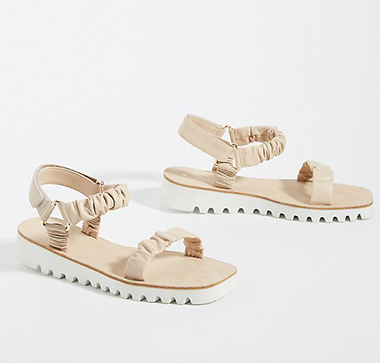 white and beige sandals