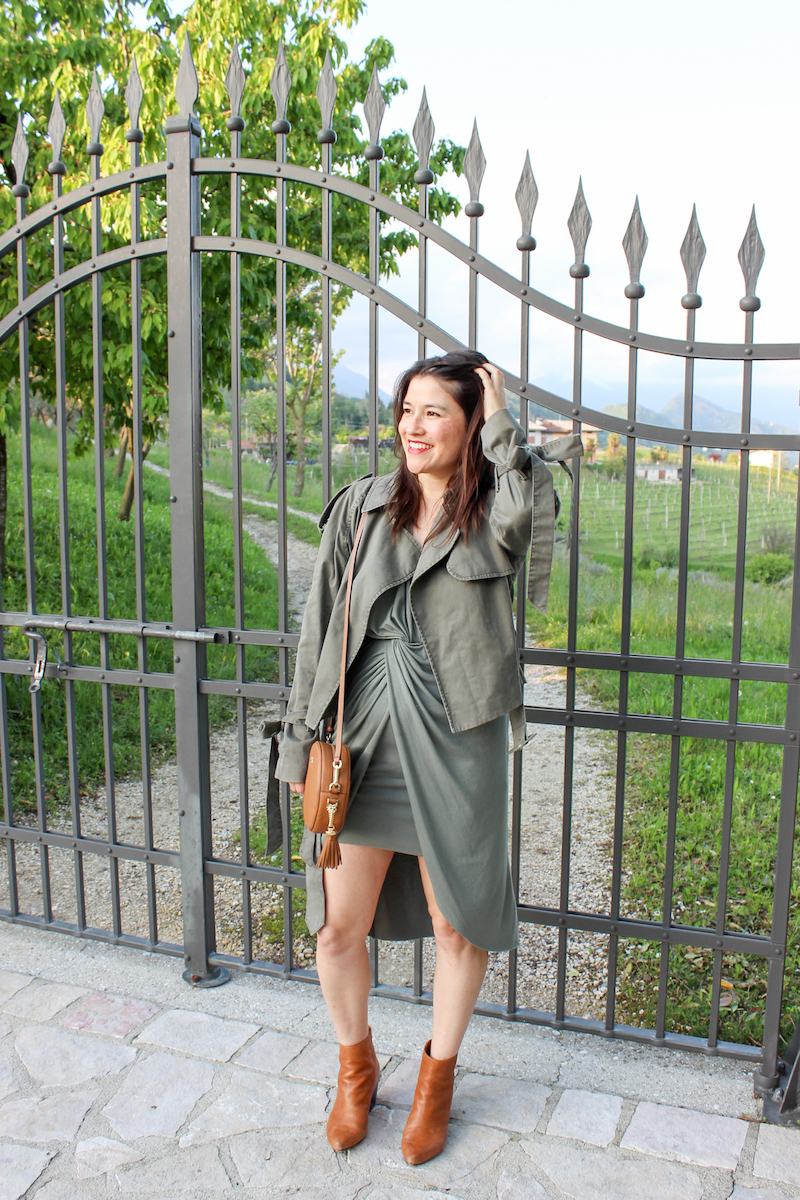 Green dress sale and jacket