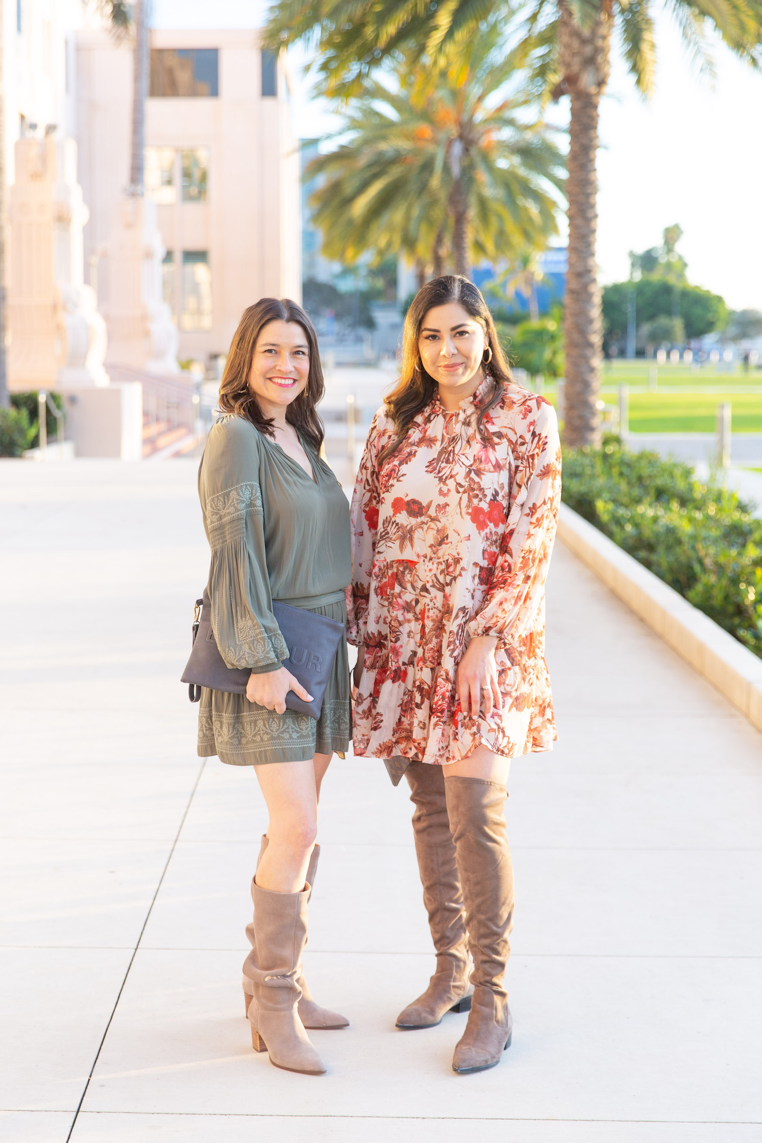 Taupe boots shop outfit ideas