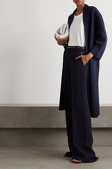 akris belted wool and silk blend coat
