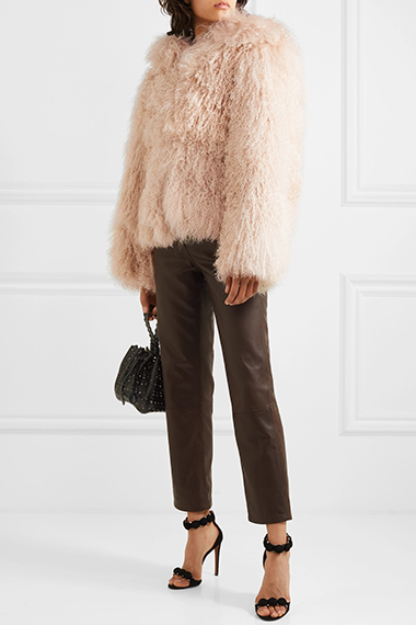 alaia oversized hooded shearling coat