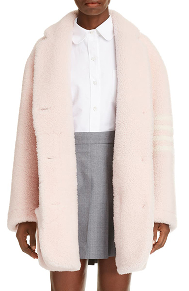 thom browne 4 bar genuine shearling coat