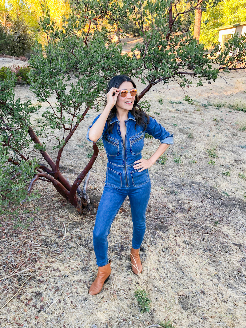 In the cheap style denim playsuit