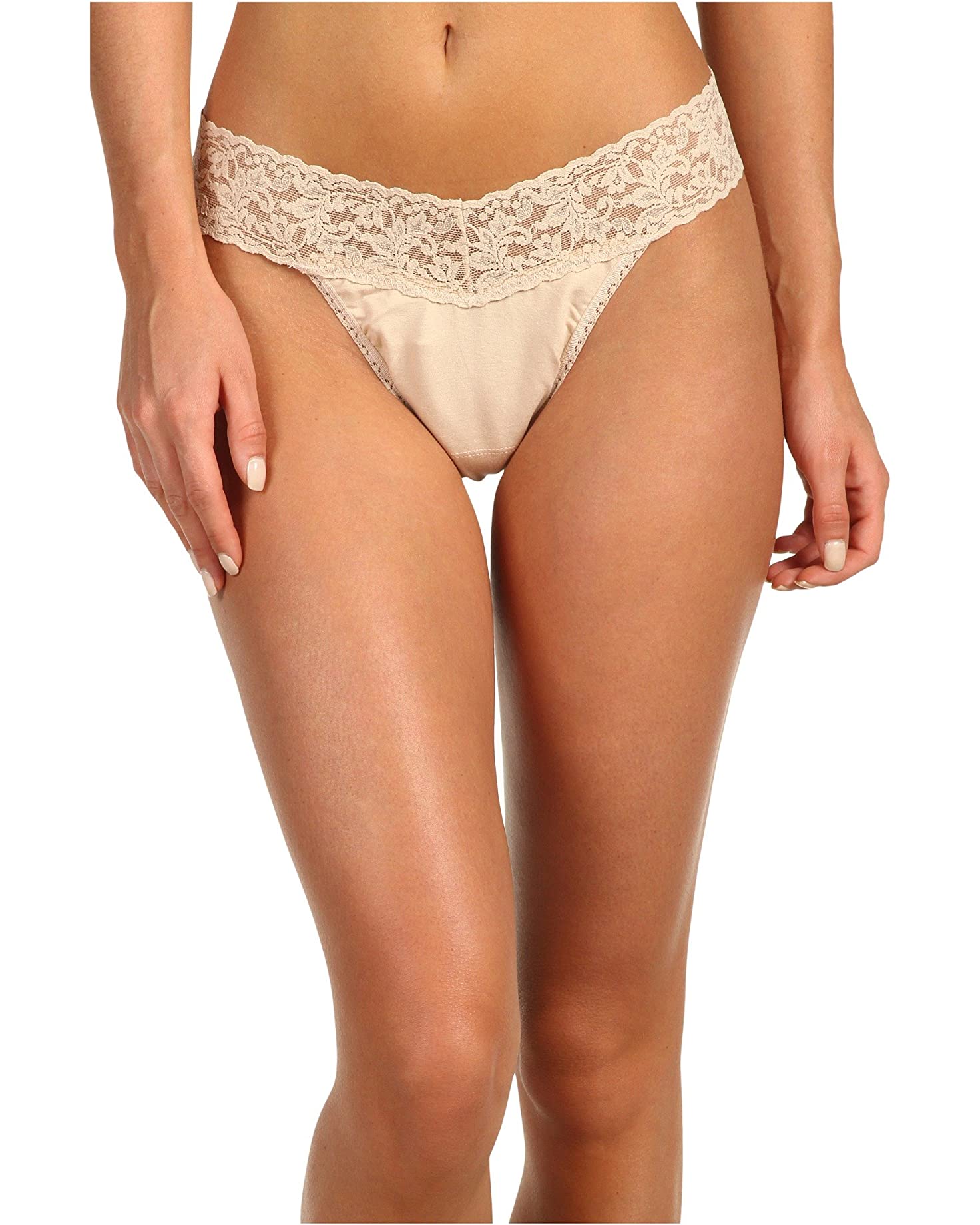 Hanky Panky Original-Rise Organic Cotton Lace-Trim Thong