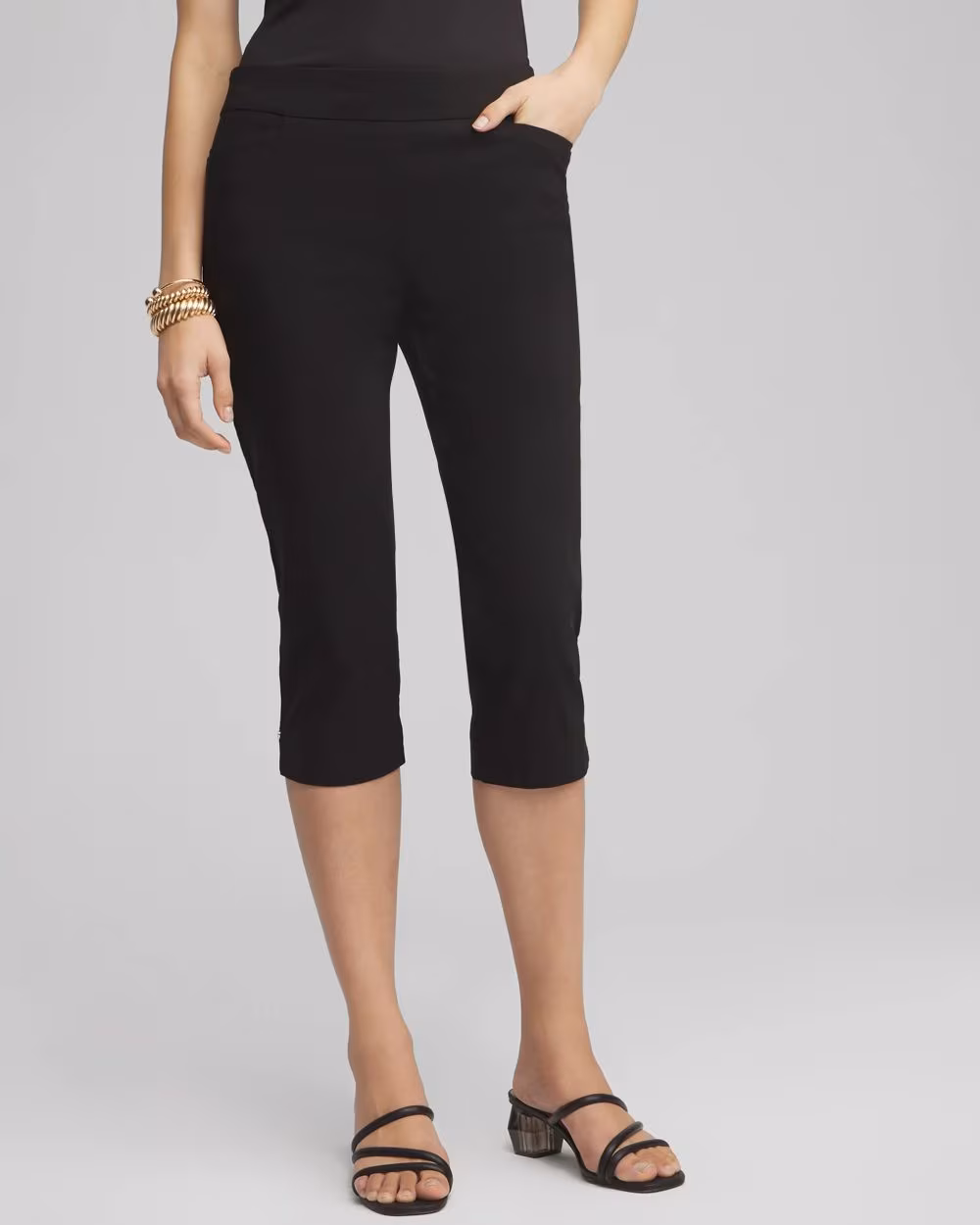 lightweight black chicos capris