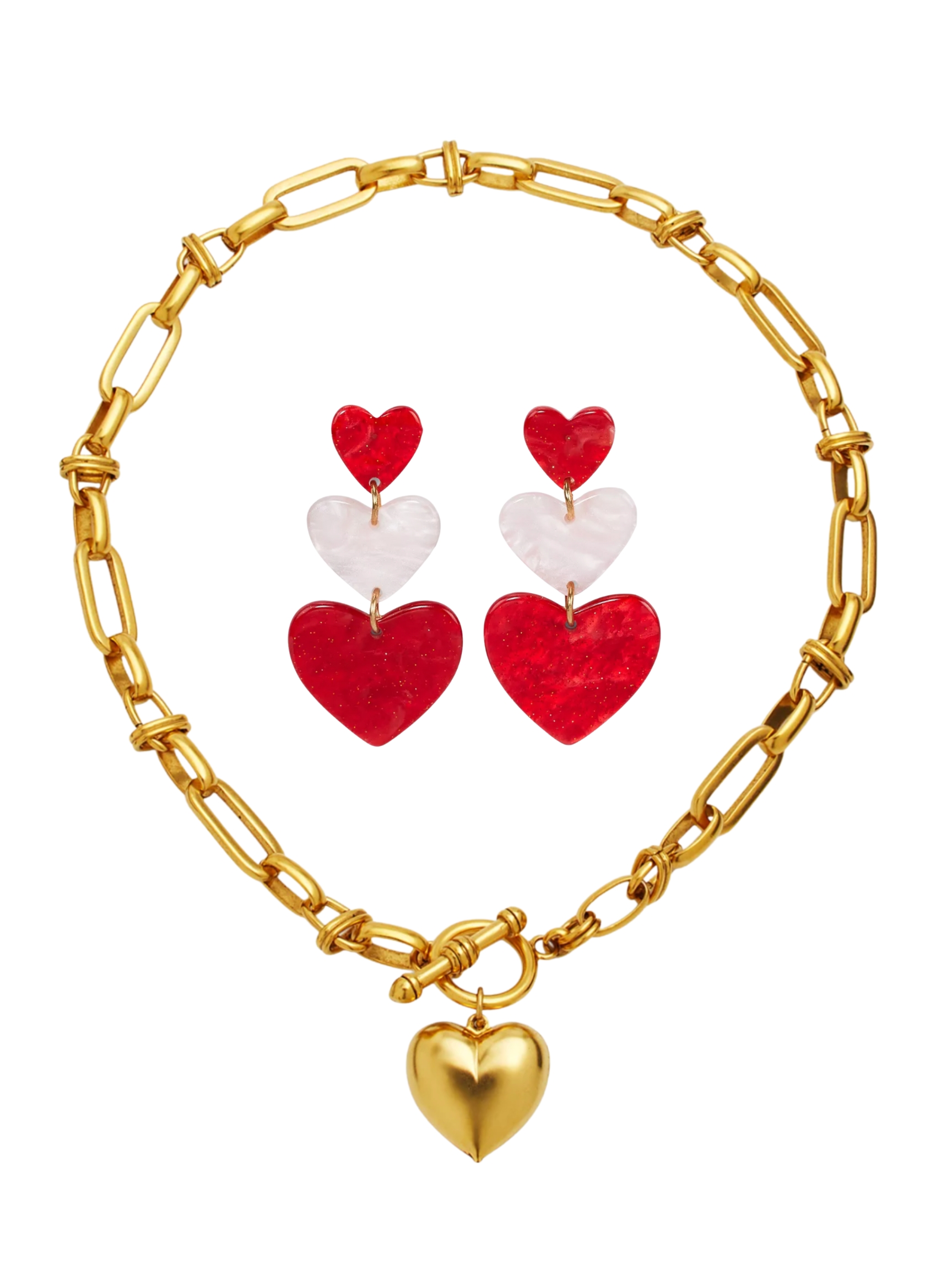 Saks Fifth Avenue 14K Yellow Gold Heart Dangle Long Link Bracelet Gold