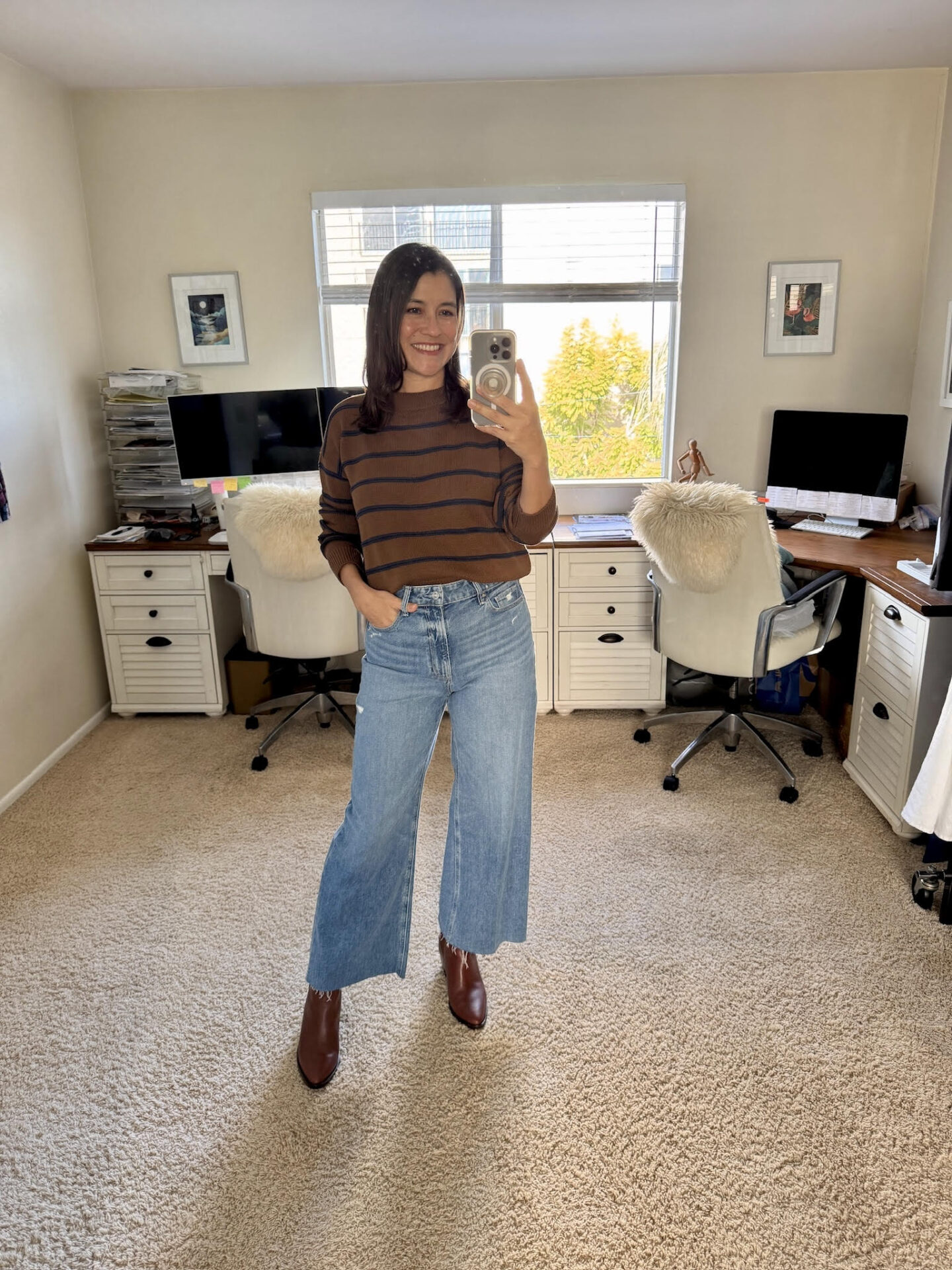 brown boots with jeans