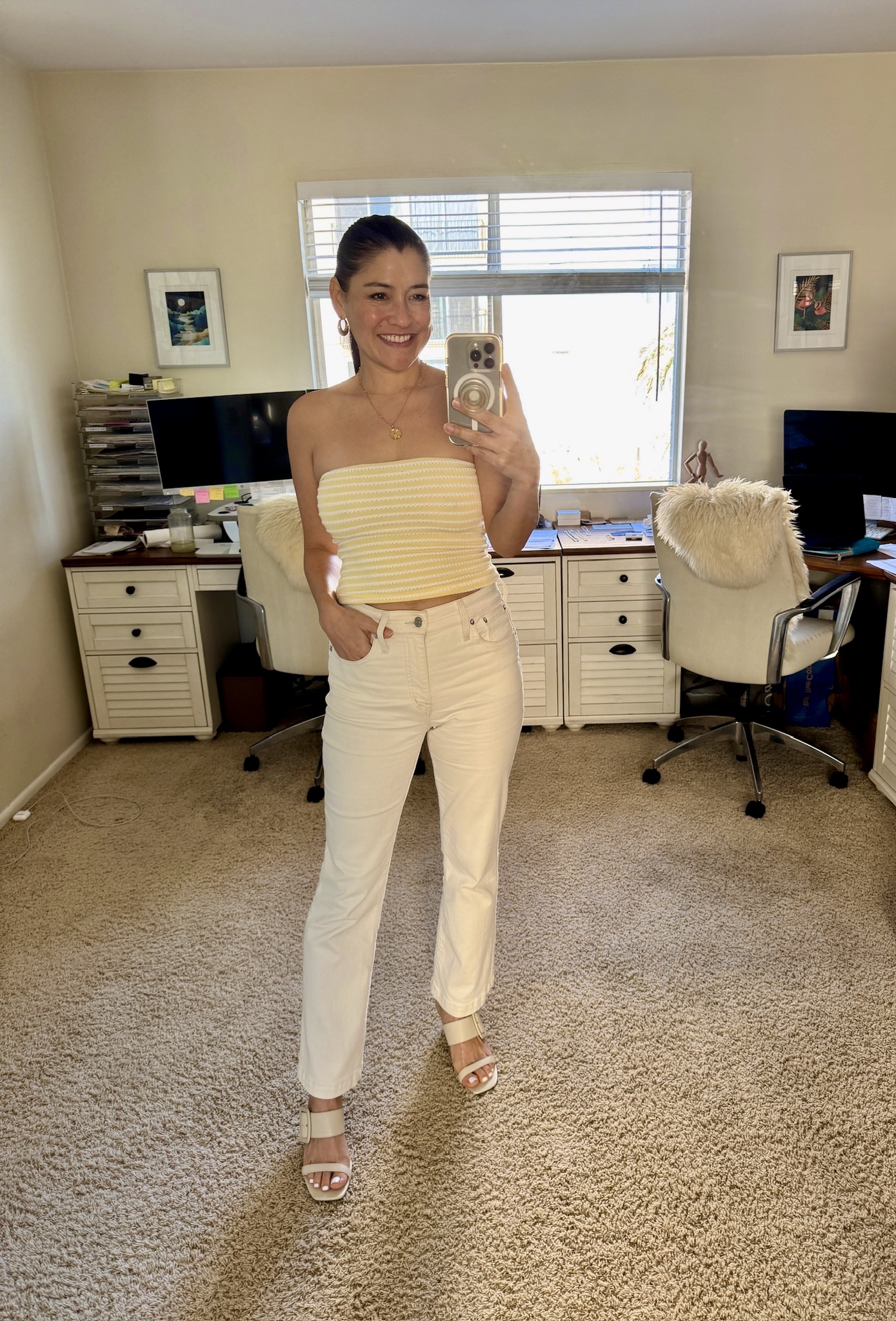 yellow tube top outfit