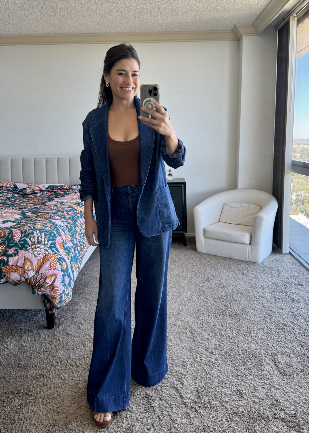 denim pant suit