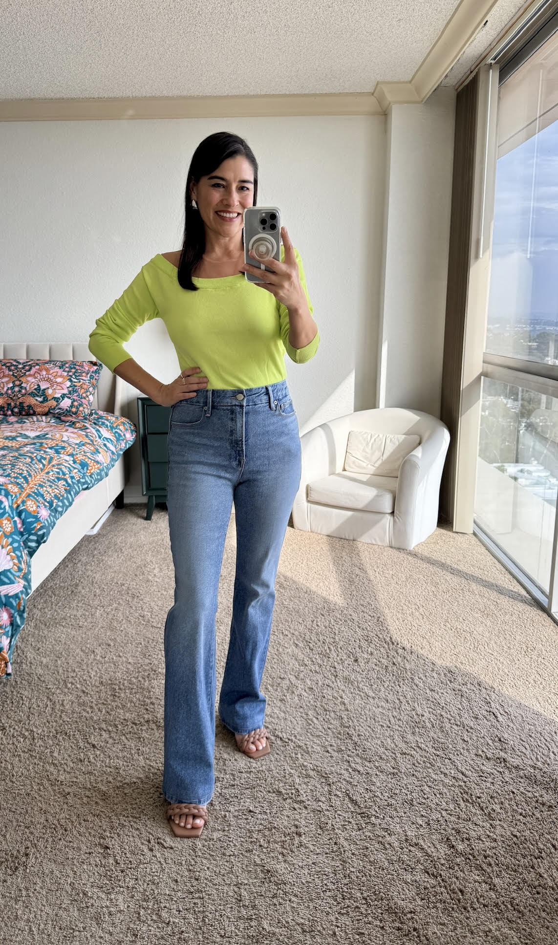 neon yellow sweater outfit