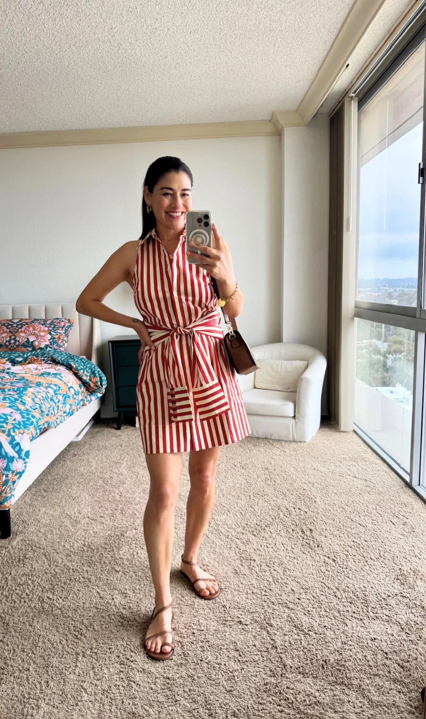 striped red dress outfit